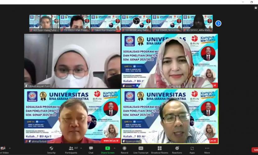 Universitas BSI (Bina Sarana Informatika) mendukung program Merdeka Belajar Kampus Merdeka (MBKM) yang mendorong mahasiswa berkompetisi untuk diterima oleh ratusan mitra MBKM yang sudah dipercaya oleh pemerintah, salah satunya melalui Badan Riset dan Inovasi Nasional (BRIN).