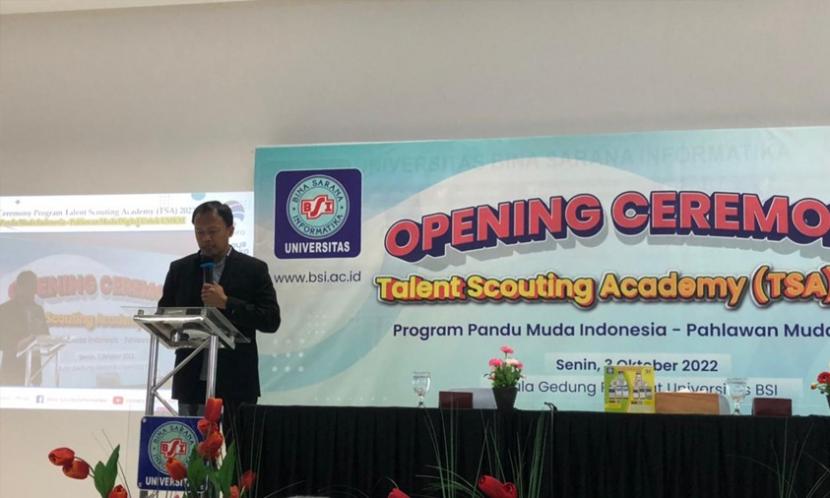 Universitas BSI (Bina Sarana Informatika) sebagai Kampus Digital Kreatif menggelar kegiatan Opening Ceremony Program Talent Scouting Academy (TSA) Program Pandu Muda Indonesia-Pahlawan Muda Digital.