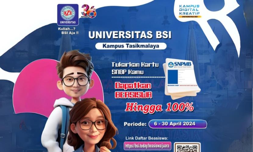 Universitas BSI (Bina Sarana Informatika) sebagai Kampus Digital Kreatif sangat peduli terhadap dunia pendidikan di Indonesia, Universitas BSI membuka berbagai macam program beasiswa yang diperuntukkan bagi siswa/i yang memiliki prestasi.