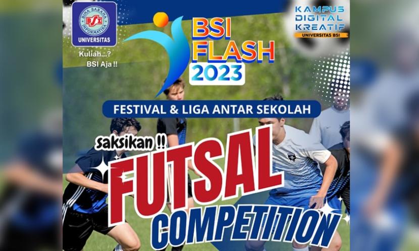 Universitas BSI sebagai Kampus Digital Kreatif, akan menggelar kembali Futsal Competition BSI Flash (Festival & Liga Antar Sekolah) 2023 di Kota Pontianak. Kompetisi ini akan berlangsung dari tanggal 29-31 Agustus 2023 di King Futsal Stadium, Pontianak.