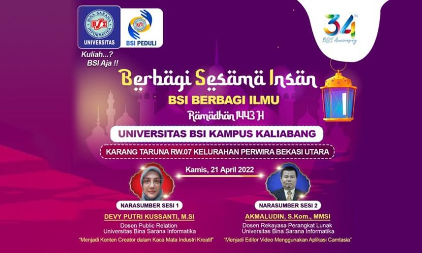 Universitas BSI selalu menyelenggarakan kegiatan Berbagi Sesama Insan saat Ramadhan.