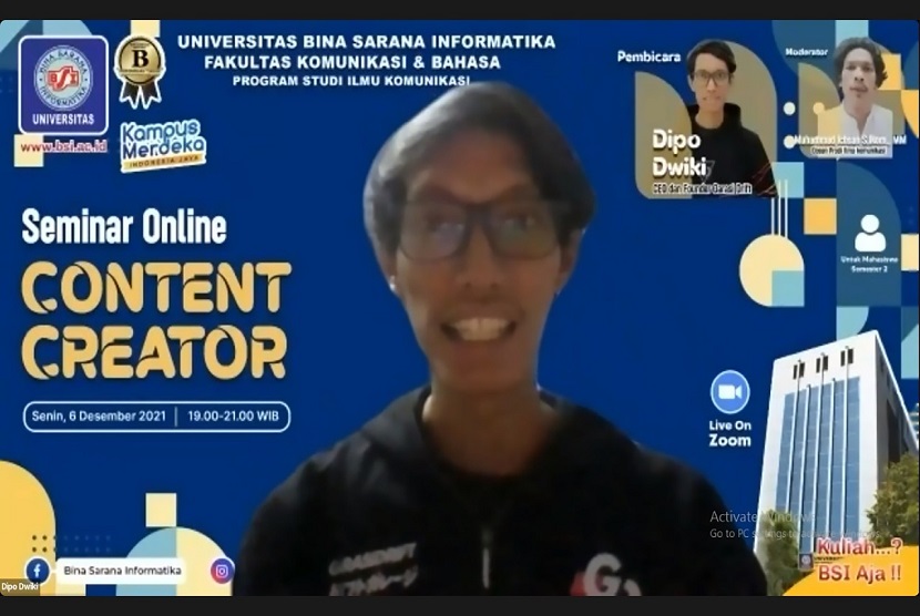 Universitas BSI undang youtuber dan CEO Garasi Drift Dipo Dwiki di Online Content Creator