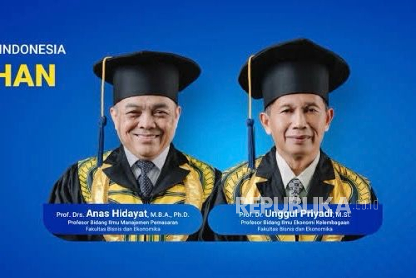 Universitas Islam Indonesia (UII) mengukuhkan dua guru besar ekonomi yaitu Prof Anas Hidayat sebagai guru besar bidang Ilmu Manajemen Pemasaran dan Prof Unggul Priyadi sebagai guru besar bidang Ilmu Ekonomi Kelembagaan.