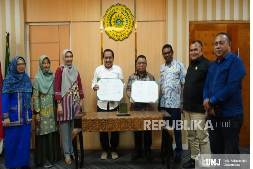 Universitas Muhammadiyah Jakarta (UMJ) menandatangani nota kesepahaman (MoU) dengan Pemerintah Kabupaten Halmahera Utara, Maluku Utara, Senin (16/06/2025).