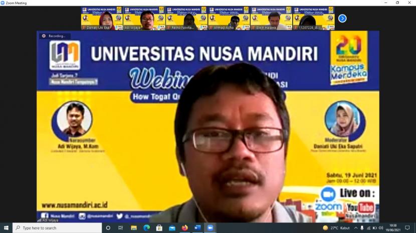 Universitas Nusa Mandiri (UNM)  Berbagi Tips Sukses (BTS) dengan menggelar webinar series yng membahas tentang strategi bisnis dengan menggunakan framework enterprise erchitecture TOGAF.