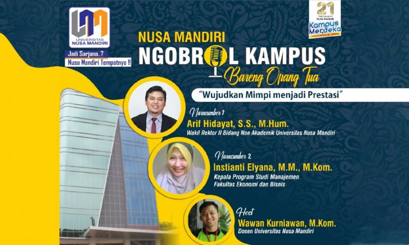 Universitas Nusa Mandiri (UNM) kampus Margonda mengundang orang tua/wali mahasiswa dalam acara NKBO (Ngobrol Kampus Bareng Orang Tua).