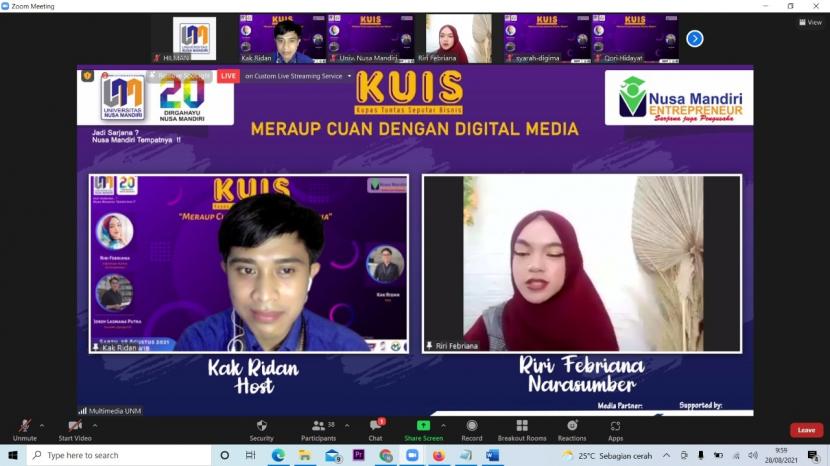 Universitas Nusa Mandiri (UNM) mengadakan  talkshow bisnis dengan tema  Meraup Cuan dengan Digital Media, Sabtu (28/8).