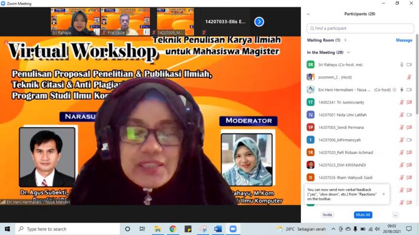 Universitas Nusa Mandiri (UNM) mengadakan webinar Berbagi Tips Sukses (BTS)  mudah membuat artikel ilmiah, Ahad (20/6).
