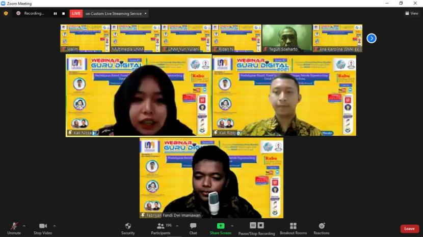 Universitas Nusa Mandiri (UNM) menggelar Webinar Guru Digital Series #2 yang memnbahas tentang pembelajaran inbterakktif dan menarik, Rabu (10/11).