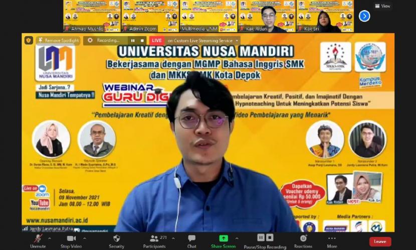Universitas Nusa Mandiri (UNM)  menggelar webinar Guru Digital 2021, series #1, Selasa (9/11) lalu.