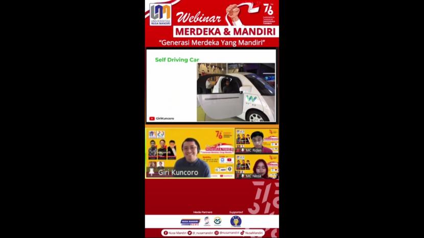 Universitas Nusa Mandiri (UNM) menggelar   webinar Merdeka & Mandiri,  Kamis (19/8). 