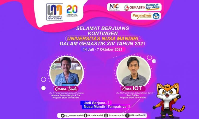 Universitas Nusa Mandiri (UNM) menyiapkan dua tim mahasiswa untuk mengikuti Gemastik 2021.