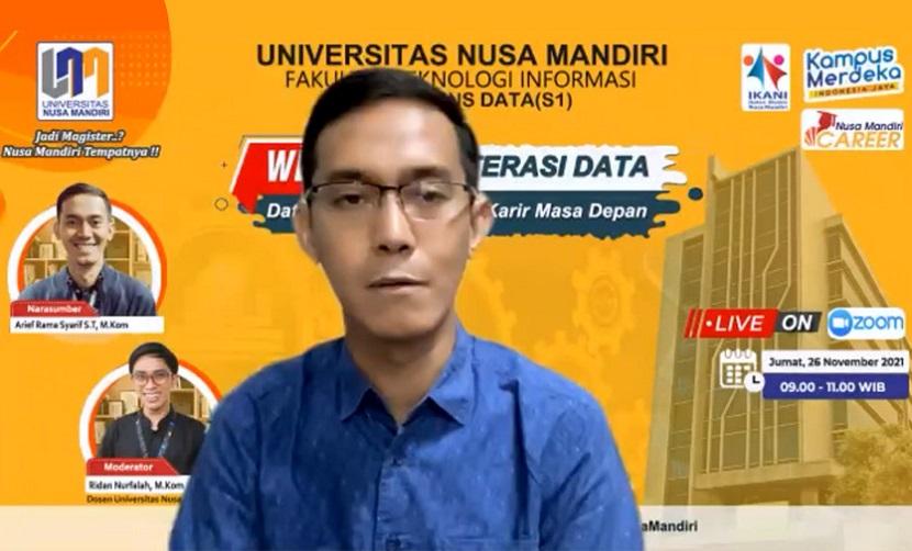 Universitas Nusa Mandiri (UNM) sukses mengadakan seminar dengan tema Data Science: Peluang Karier Masa Depan. 