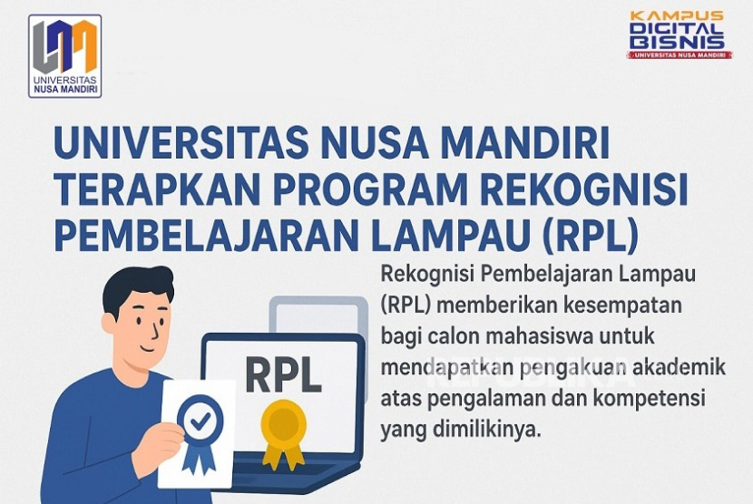 Universitas Nusa Mandiri (UNM) yang dikenal sebagai Kampus Digital Bisnis, resmi membuka Program Rekognisi Pembelajaran Lampau (RPL) untuk memperluas akses pendidikan tinggi bagi masyarakat.