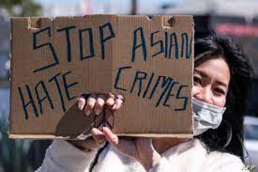 Unjuk rasa anti kekerasan rasial terhadap orang Asia di Amerika Serikat.