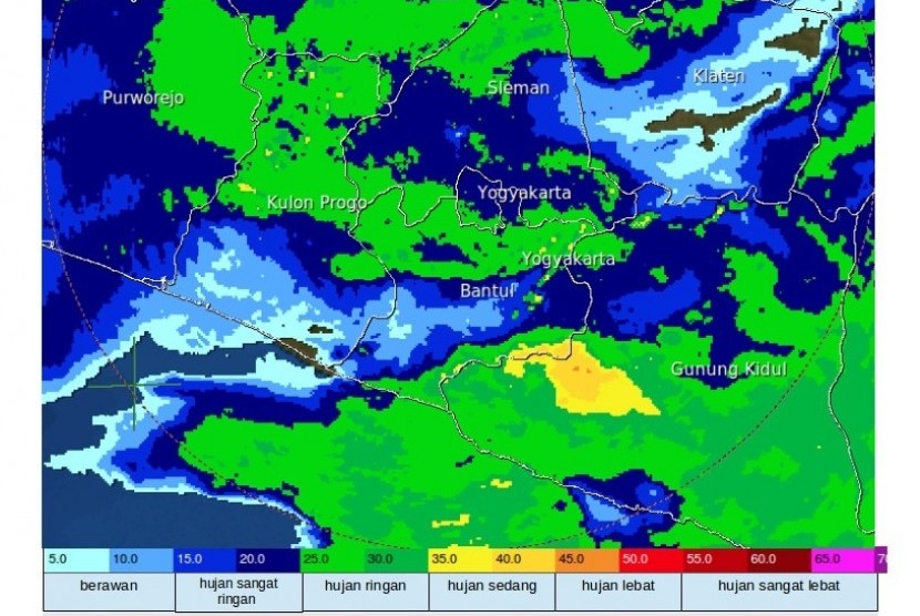 Update citra radar, prakiraan cuaca dan peringatan dini potensi hujan di Yogyakarta, Rabu (20/12)