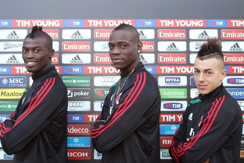 Urut dari kiri ke kanan: M'baye Niang, Mario Balotelli, dan Stephan El Shaarawy.