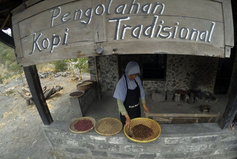 Usaha pengolahan kopi tradisional dari lereng Gunung Merapi, Yogyakarta.