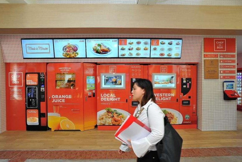 VendCafe, tempat yang menjajakan makanan langsung dari vending machine di Singapura.