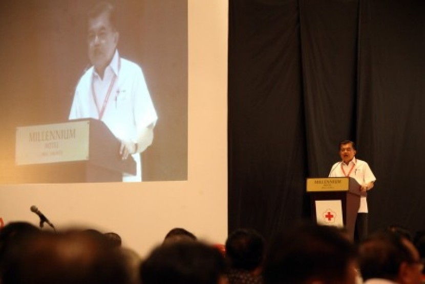  Vice President Jusuf Kalla is reelected as Chairman of Indonesian Red Cross (PMI) for 2014-1019 in Jakarta. (file)