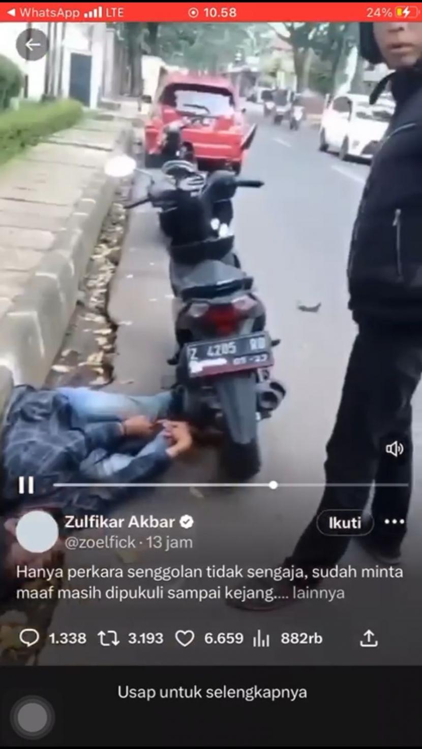Viral di twitter gara-gara senggolan sepeda motor, berujung aksi kekerasan.