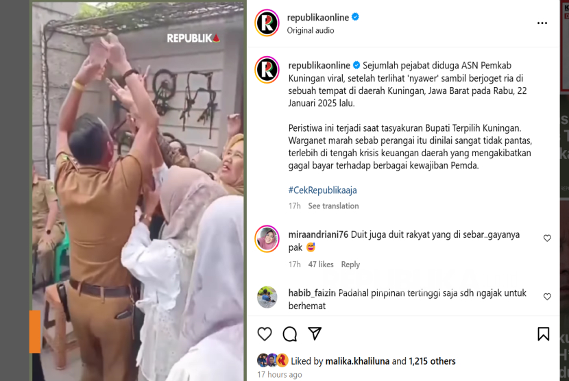 Viral pejabat di Kuningan, nyawer duit dalam sebuah acara.