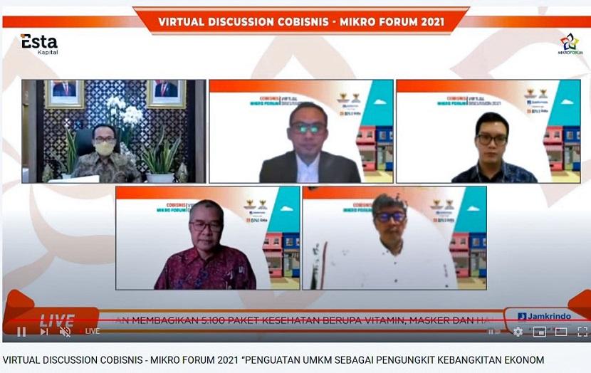 Virtual Discussion Cobisnis - Mikro Forum  2021  dengan tema Penguatan UMKM Sebagai Pengungkit Kebangkitan Ekonomi, Jumat (16/7).