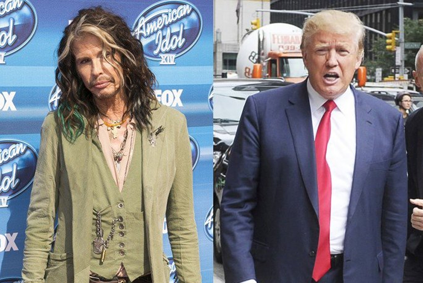 Vokalis Aerosmith Steven Tyler (kiri) dan Donald Trump (kanan)