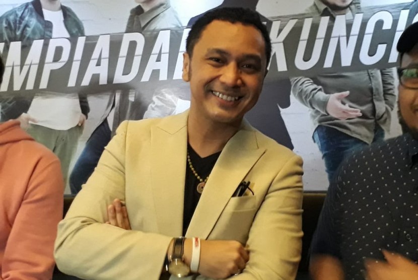 Vokalis Nidji Giring Ganesha saat ditemui di Kemang, Jakarta Selatan, Senin (17/12).