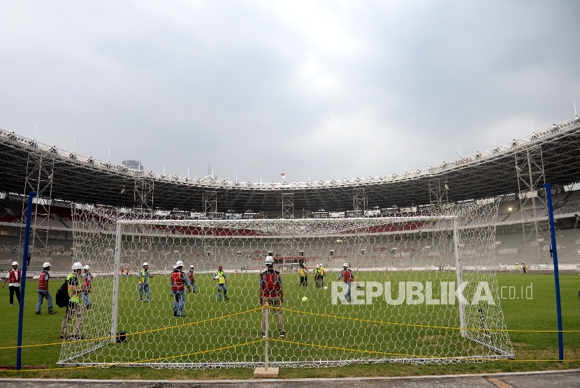 Wajah baru Stadion Utama Gelora Bung Karno (SUGBK), Jakarta, Selasa (8/8).