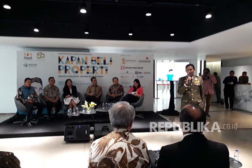 Wakil Gubernur DKI Jakarta Sandiaga Uno mengajak generasi milenial memanfaatkan program hunian DP 0 Persen dalam acara Ngobrolin Properti (NGOPI), Kamis (26/4).