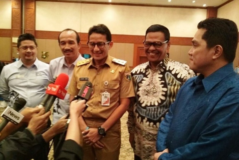 Wakil Gubernur DKI Jakarta Sandiaga Uno saat memberikan keterangan terkait Asian Games 2018.