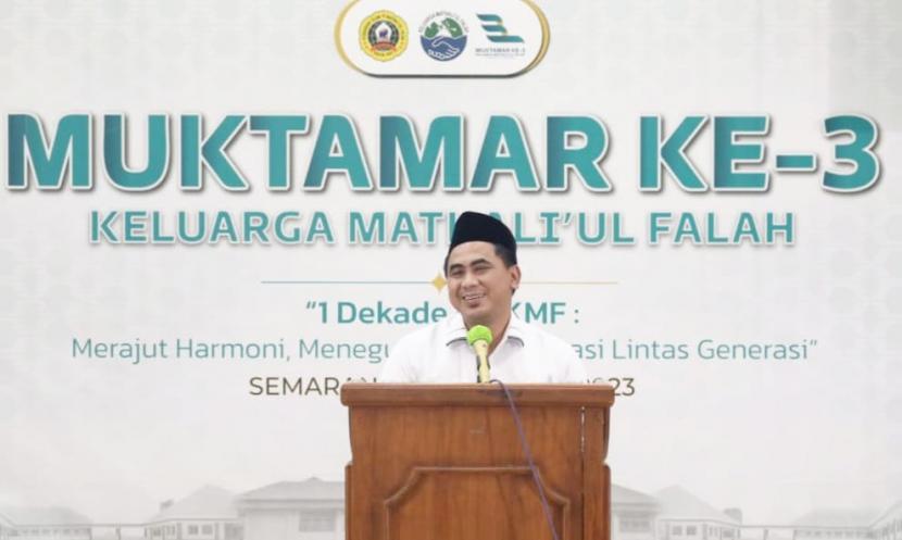 Wakil Gubernur Jawa Tengah, Taj Yasin Maimoen, saat menghadiri pembukaan Muktamar ke-3 KMF, yang dihelat di Kampus Universitas Islam Negeri (UIN) Walisongo, Semarang, Kota Semarang, (Jumat, 6/1/23) malam.