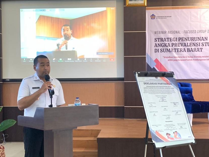 Wakil Gubernur Sumatera Barat, Audy Joinaldy selaku Ketua tim percepatan penurunan stunting Sumbar menggandeng Direktorat Jenderal Perbendaharaan (DJPb) dalam program Bapak Asuh Anak Stunting (BAAS).
