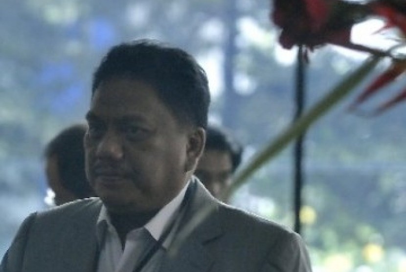 Bendahara Umum PDI-P, Olly Dondokambey, saat memenuhi panggilan Komisi Pemberantasan Korupsi (KPK) di Gedung KPK, Kuningan, Jakarta.