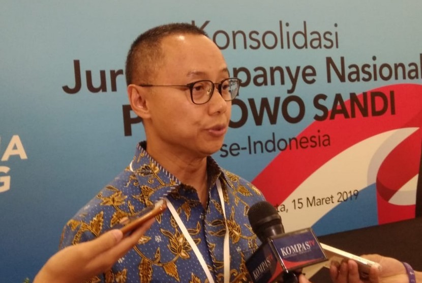 Wakil Ketua Badan Pemenangan Nasional (BPN) Prabowo-Sandiaga  Eddy Soeparno di Hotel Sultan, Jakarta, Jumat (15/3). 