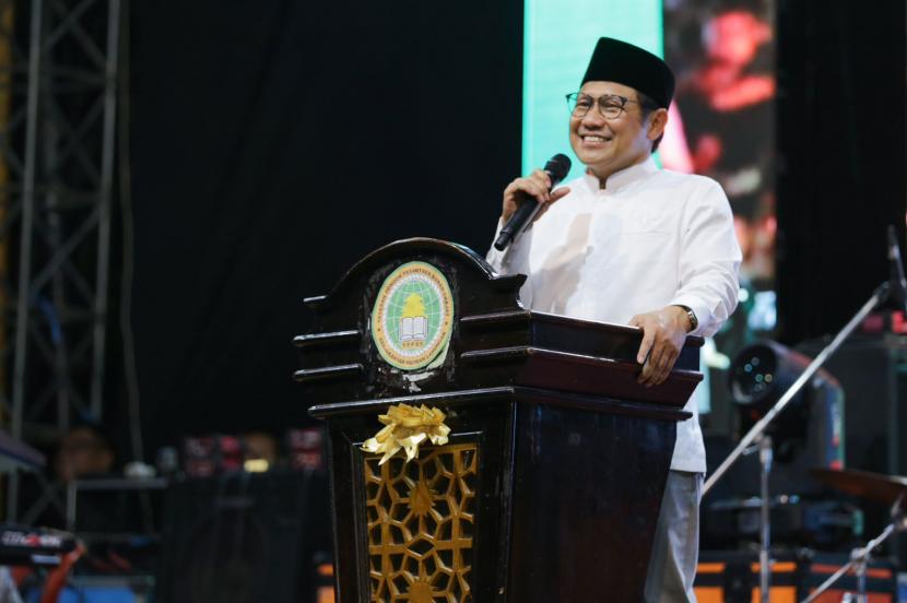 Muhaimin Iskandar menghadiri puncak peringatan Haul Mbah Banjar, Mbah Mayang Madu, dan Raden Qosim ke XXXI di Pondok Pesantren Sunan Drajat, Lamongan, Jawa Timur, Ahad (19/3/2023).