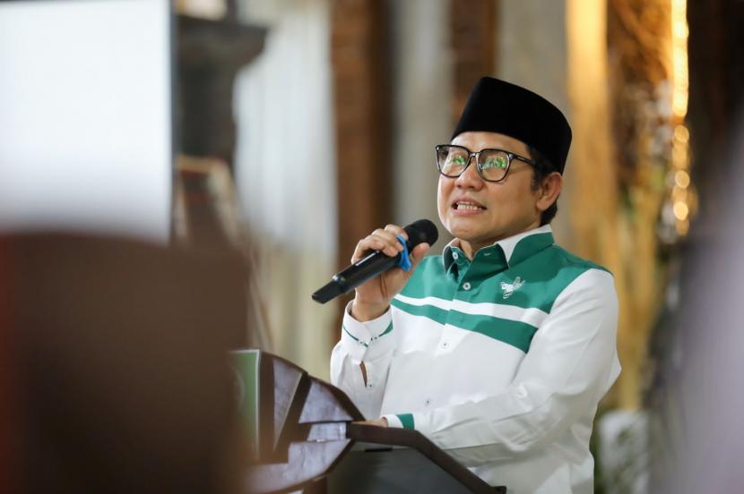 Ketua Umum PKB Muhaimin Iskandar. Muhaimin membantah isu bahwa diri menunggu mahar dari bakal cawapres Prabowo.