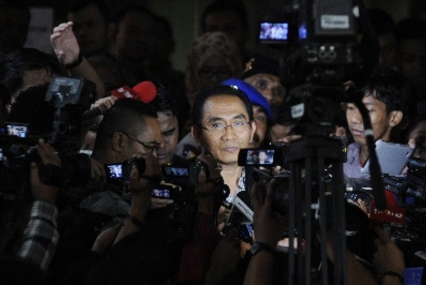 Wakil Ketua KPK KPK Adnan Pandu Praja di Bareskrim Polri, Jakarta, Jumat (23/1) malam WIB.