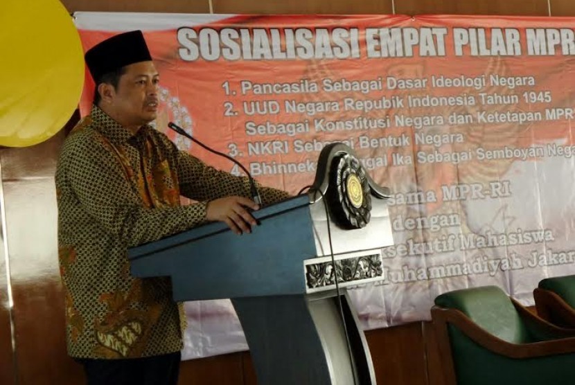 Wakil Ketua MPR Mahyudin memberikan sosialisasi empat pilar, Jumat (26/6).