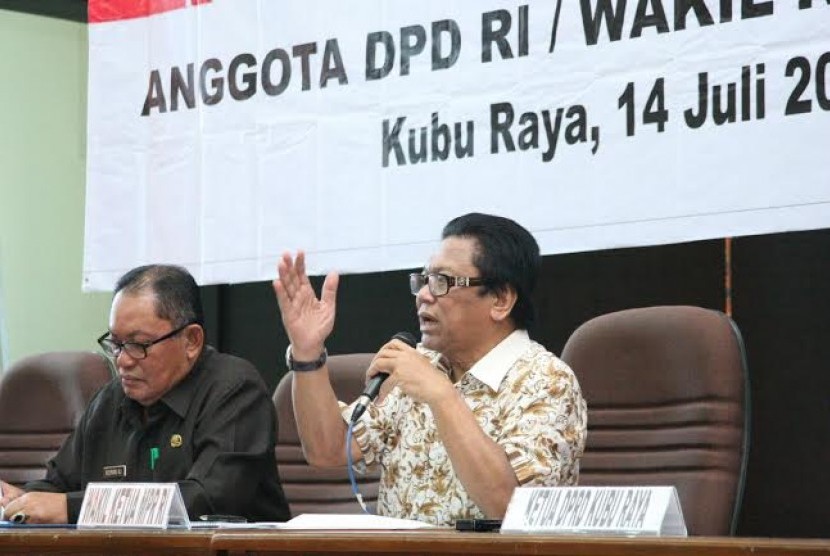 Wakil Ketua MPR Oesman Sapta, saat melakukan sosialisasi empat pilar, Selasa (14/7).
