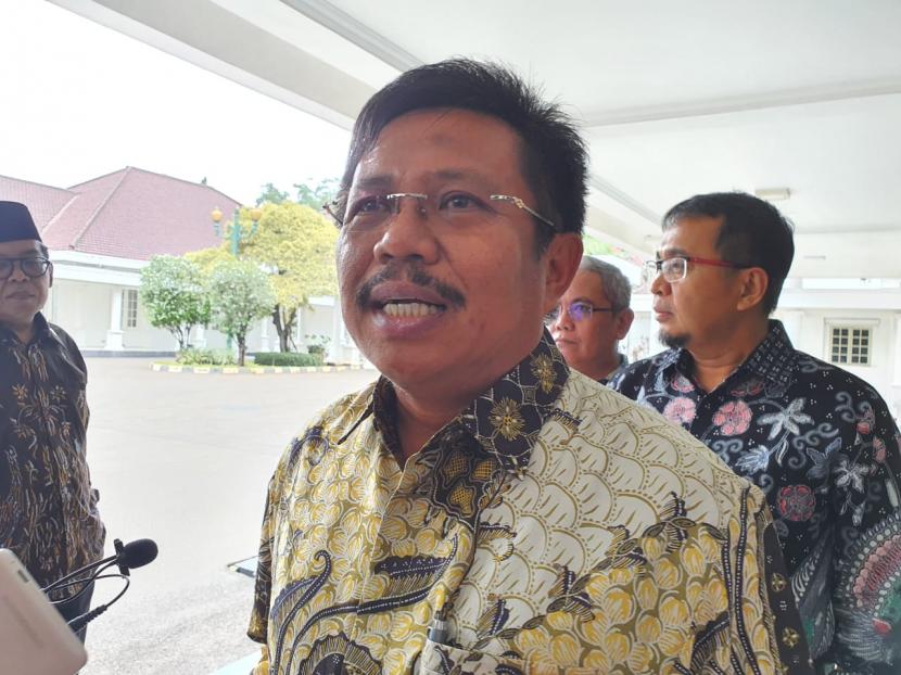 Wakil Ketua Umum Perpamsi Lalu Ahmad Zaini usai menemui Wakil Presiden Maruf Amin di Istana Wakil Presiden, Jakarta, Senin (9/3).(Republika/Fauziah Mursid)
