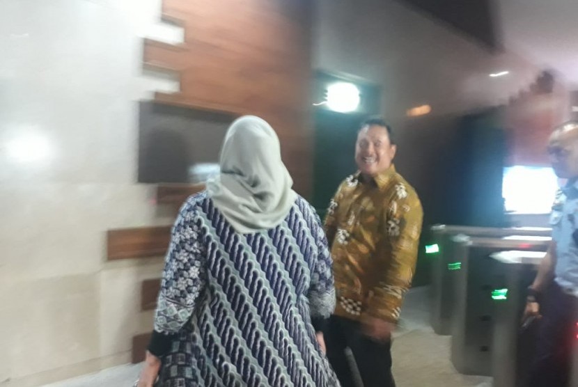 Wakil Menteri Pertahanan Wahyu Trenggono mendatangi Kantor Kementerian BUMN, Jakarta, Senin (18/11) petang.  