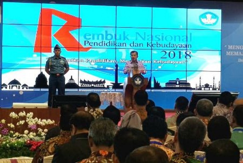 Wakil Presiden Jusuf Kalla hadir di Rembuk Nasional Pendidikan dan Kebudayaan (RNPK) 2018, Rabu (7/2).