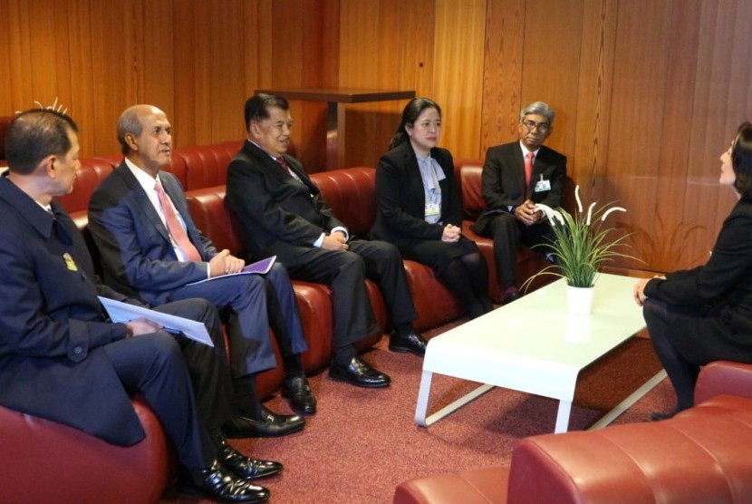 Wakil Presiden Jusuf Kalla menghadiri forum PBB, Global Platform on Disaster Risk Reduction (UNDRR) di Internasional Conference Center Geneva (CICG), Jenewa, Swiss, Kamis (16/5).