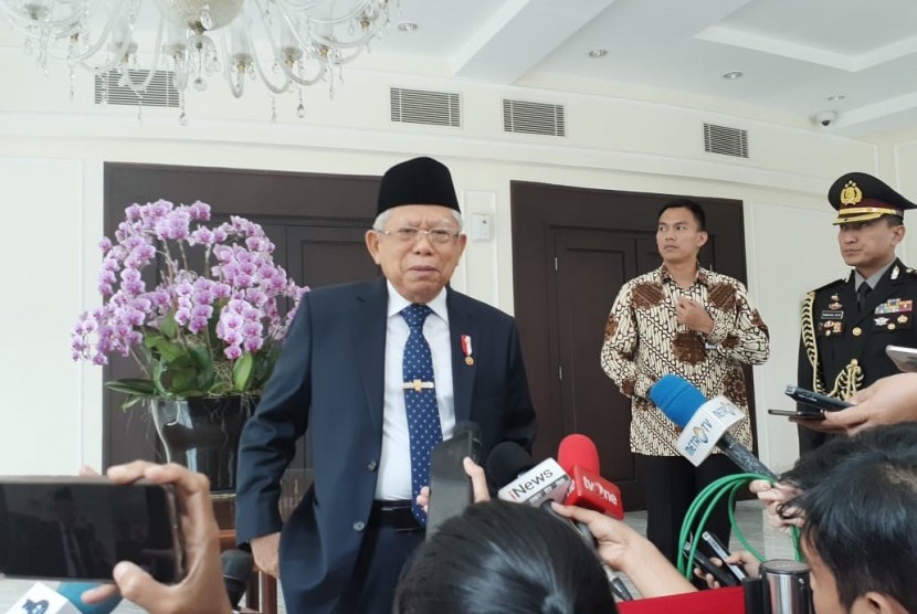 Wakil Presiden Maruf Amin di Kantor Wakil Presiden, Jakarta, Rabu (5/2).