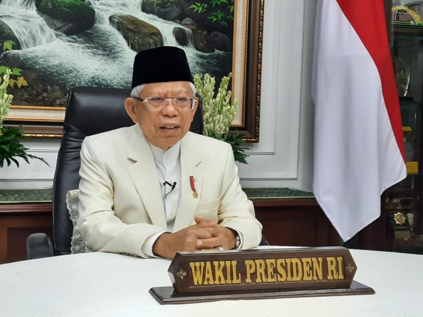 Wakil Presiden Maruf Amin meresmikan acara Pameran Turots Nusantara secara daring dari kediaman resmi Wapres, Selasa (8/2). 