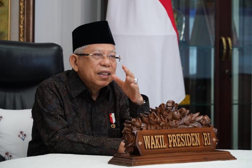 Wakil Presiden KH Ma'ruf Amin. Wapres mengatakan penggabungan tiga bank syariah milik BUMN diharapkan bisa menembus kancah global.