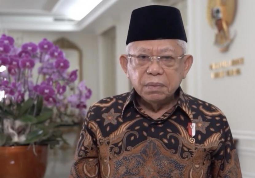 Wakil Presiden KH Maruf Amin mengimbau masyarakat khususnya umat Islam tidak terprovokasi atas aksi penembakan di Kantor MUI Pusat, Jakarta, Selasa (2/5/2023). 