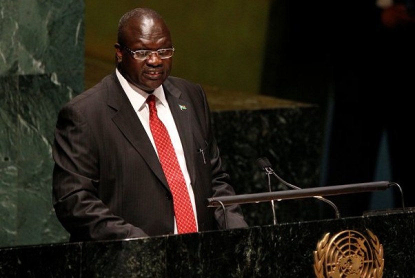 Wakil Presiden Sudan Selatan, Riek Machar saat berpidato di Sidang Umum PBB, 2011. Kini menjadi mantan wapres.